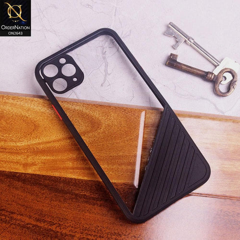 iPhone 11 Pro Max Cover - Black - New Stylish Dual Touch Transparent Soft Triangle Case