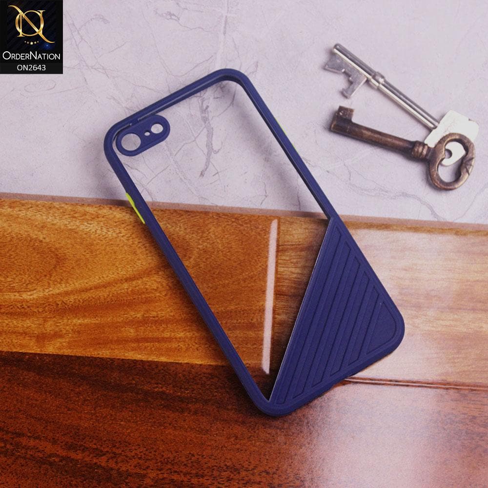 iPhone 8 / 7 Cover - Blue - New Stylish Dual Touch Transparent Soft Triangle Case