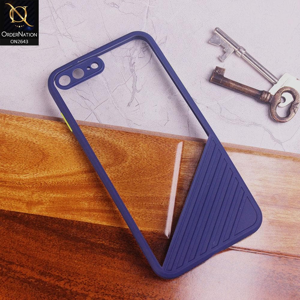iPhone 8 Plus / 7 Plus Cover - Blue - New Stylish Dual Touch Transparent Soft Triangle Case