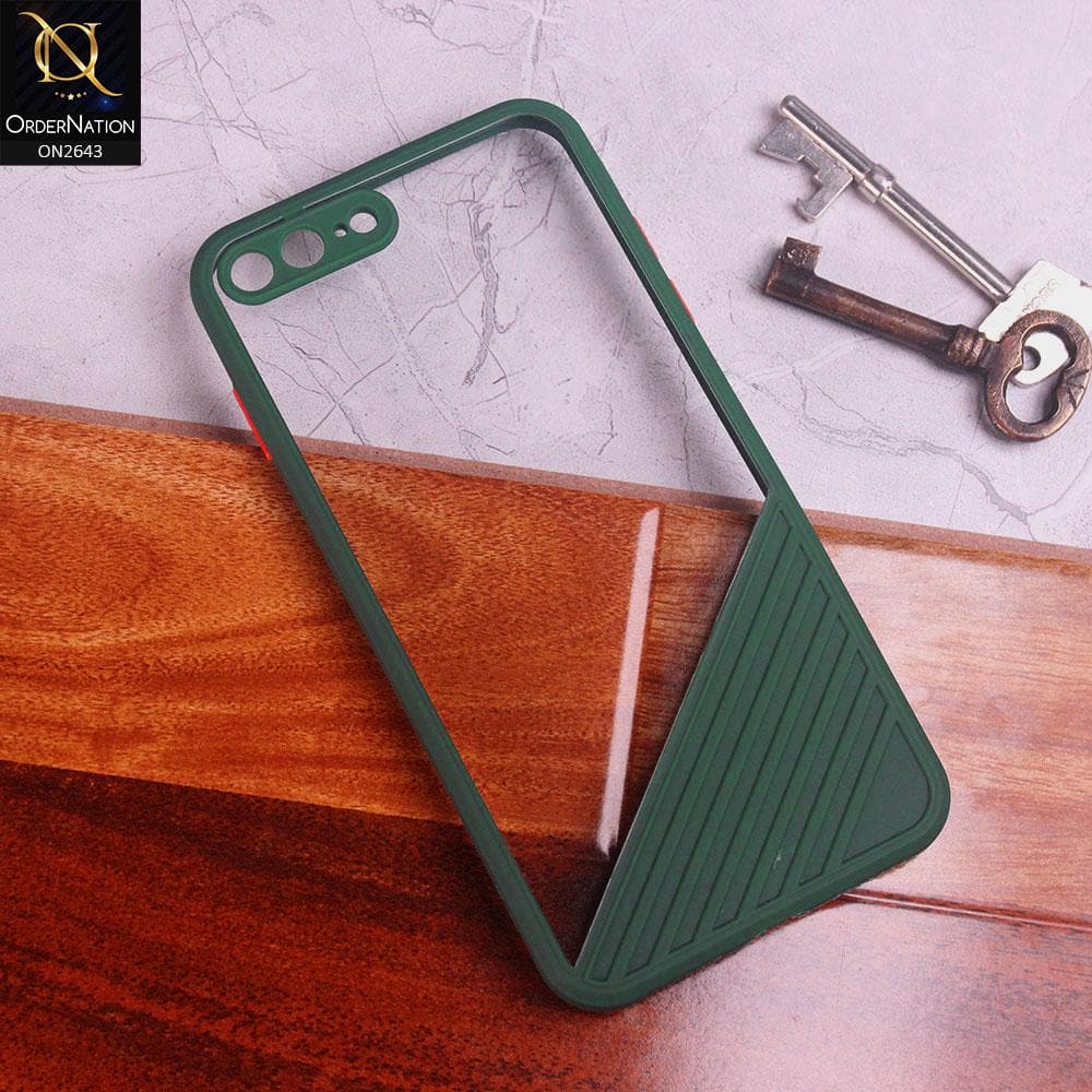 iPhone 8 Plus / 7 Plus Cover - Green - New Stylish Dual Touch Transparent Soft Triangle Case