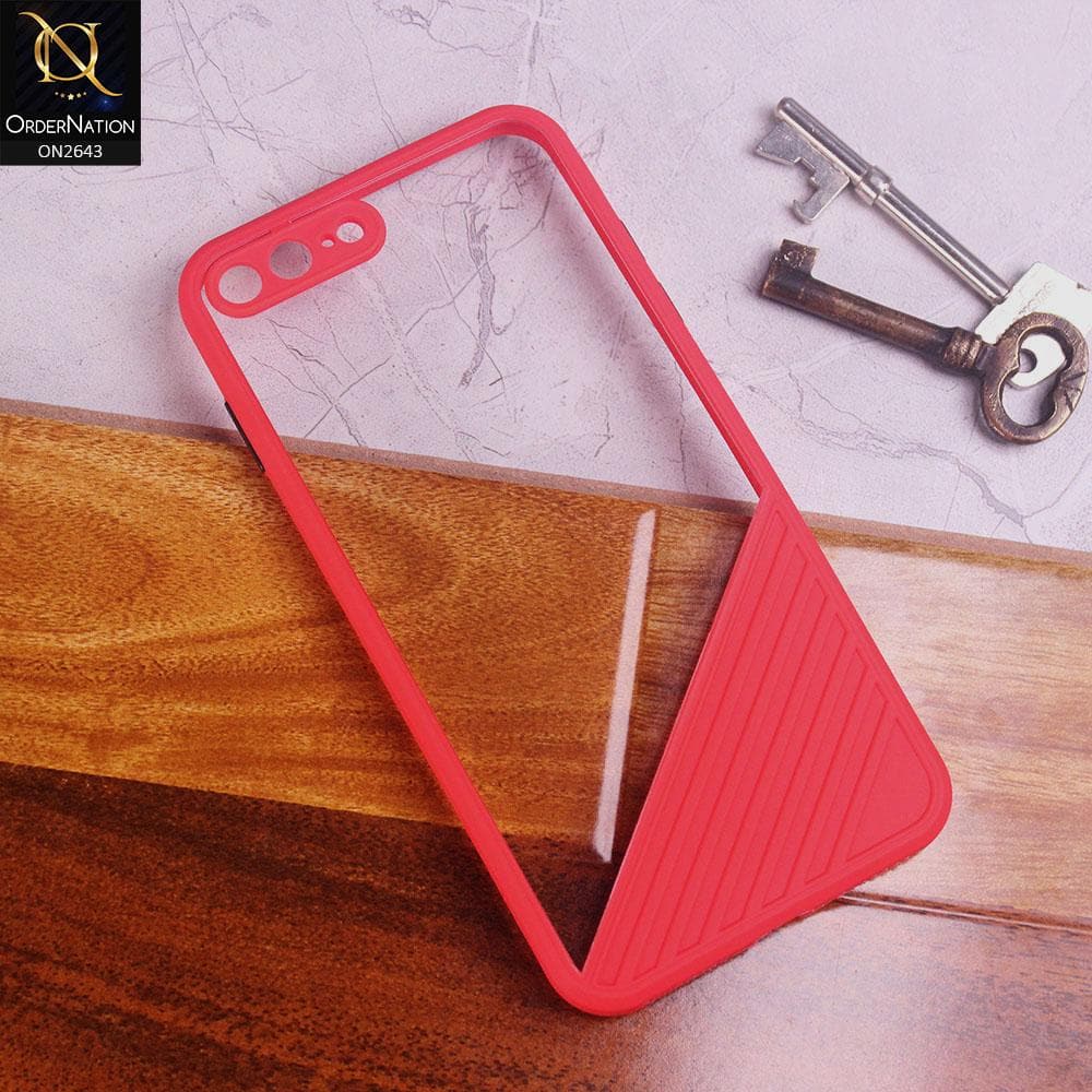 iPhone 8 Plus / 7 Plus Cover - Red - New Stylish Dual Touch Transparent Soft Triangle Case