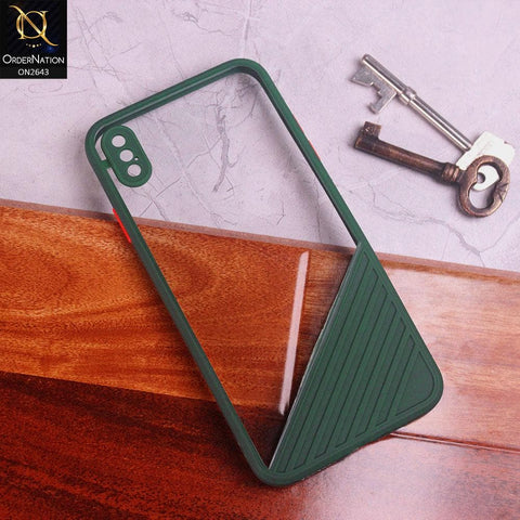 iPhone XS / X Cover - Green - New Stylish Dual Touch Transparent Soft Triangle Case