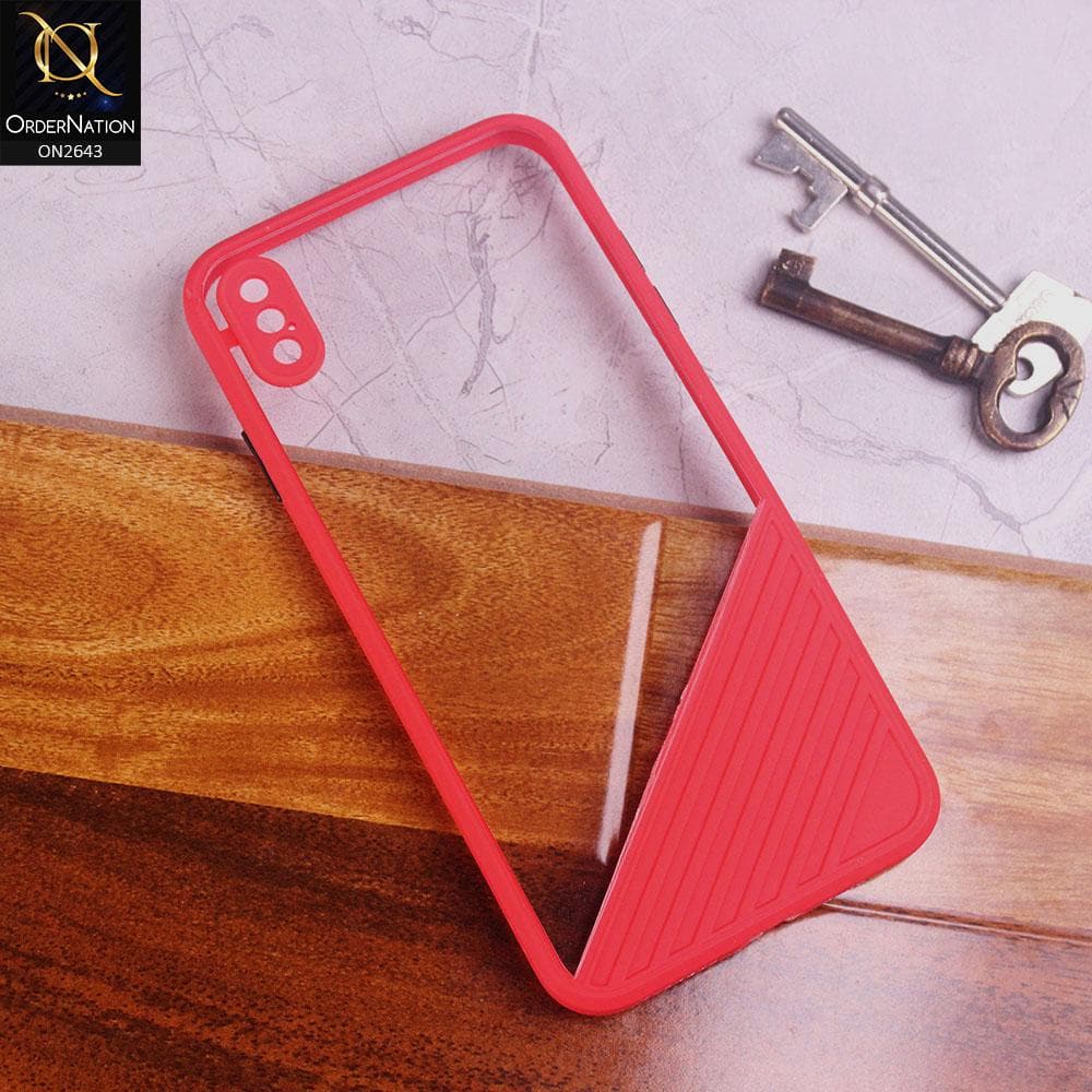 iPhone XS / X Cover - Red - New Stylish Dual Touch Transparent Soft Triangle Case