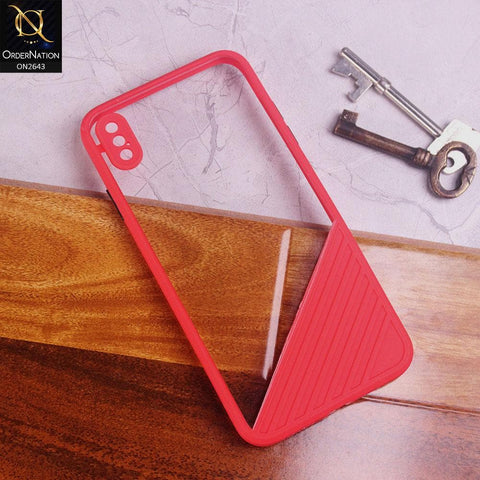 iPhone XS / X Cover - Red - New Stylish Dual Touch Transparent Soft Triangle Case