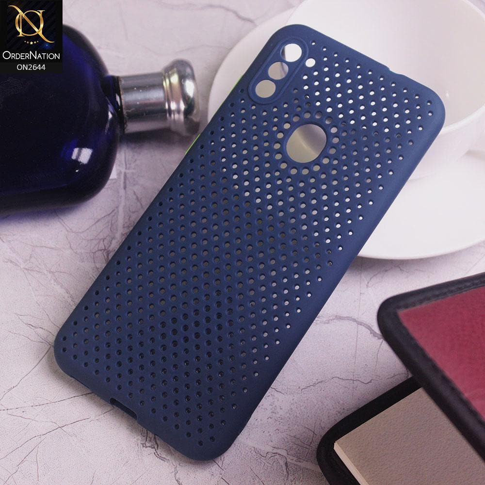 Samsung Galaxy M11 Cover - Blue - Cooling Breathing Mesh Soft Rubber Feel Phone Case