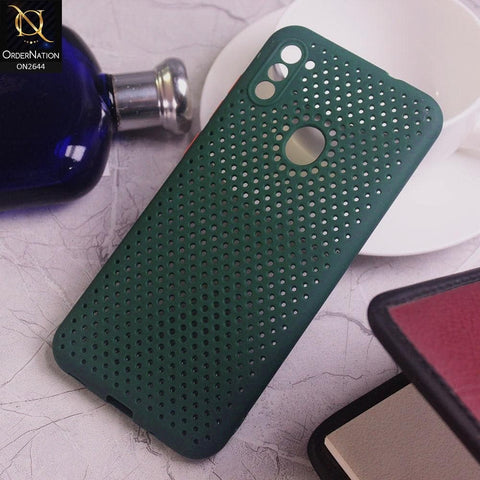 Samsung Galaxy A11 Cover - Drak Green - Cooling Breathing Mesh Soft Rubber Feel Phone Case