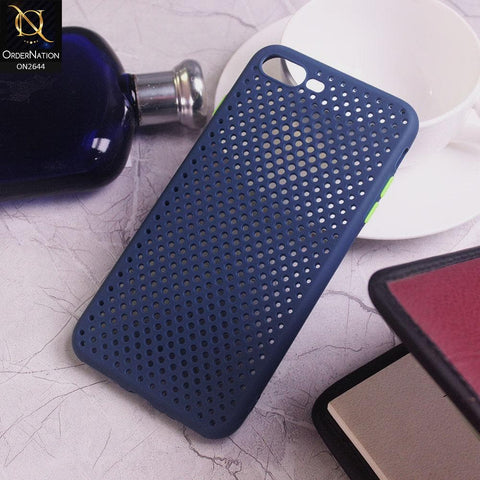 iPhone 8 Plus / 7 Plus Cover - Blue - Cooling Breathing Mesh Soft Rubber Feel Phone Case