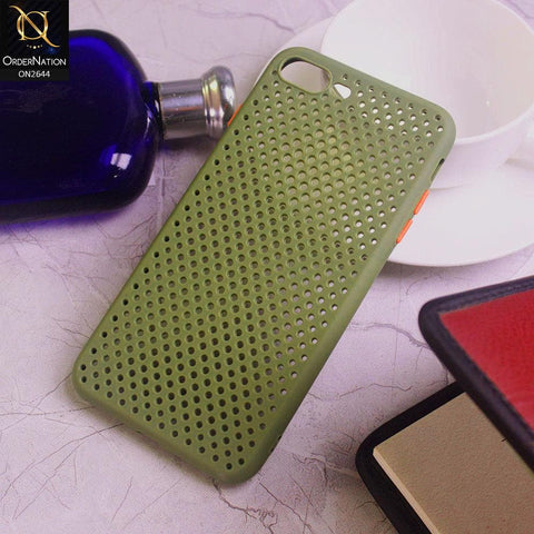 iPhone 8 Plus / 7 Plus Cover - Light Green - Cooling Breathing Mesh Soft Rubber Feel Phone Case