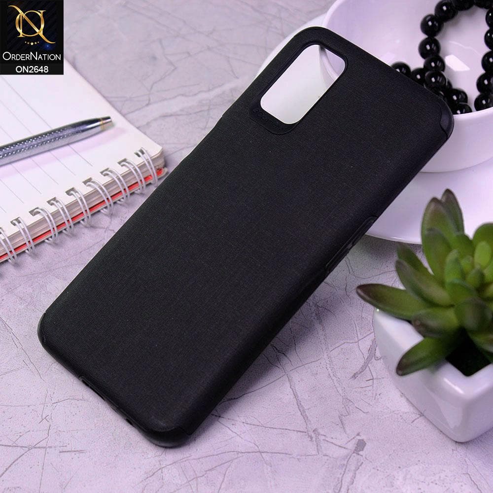 Oppo A52 Cover - Black -  Jeans Texture 3D Camera Soft Tpu Case