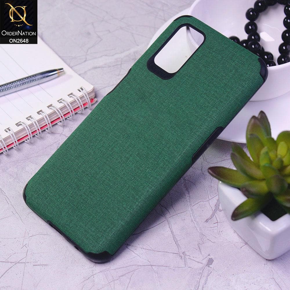 Oppo A72 Cover - Green -  Jeans Texture 3D Camera Soft Tpu Case