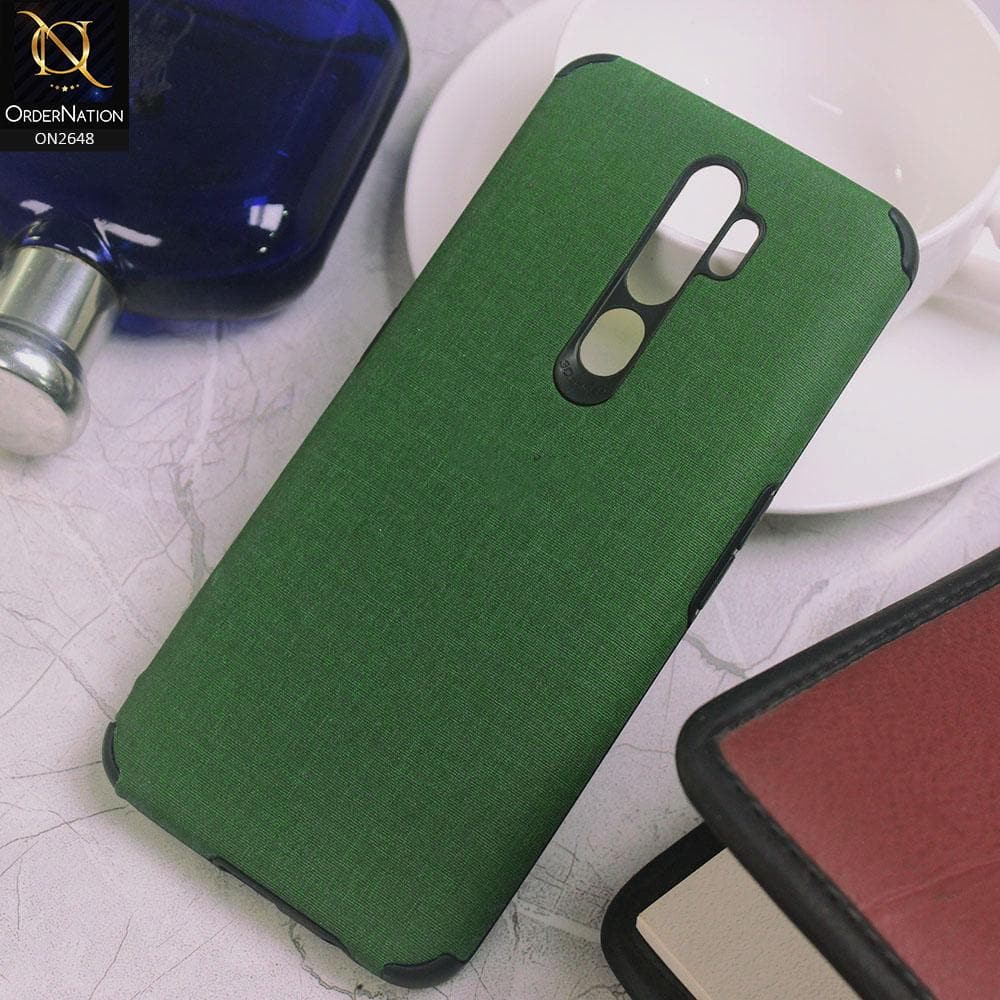 Oppo A5 2020 Cover - Green - Jeans Texture 3D Camera Soft Tpu Case