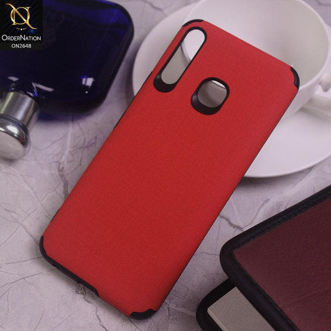 Infinix Hot 8 Cover - Red - Jeans Texture 3D Camera Soft Tpu Case