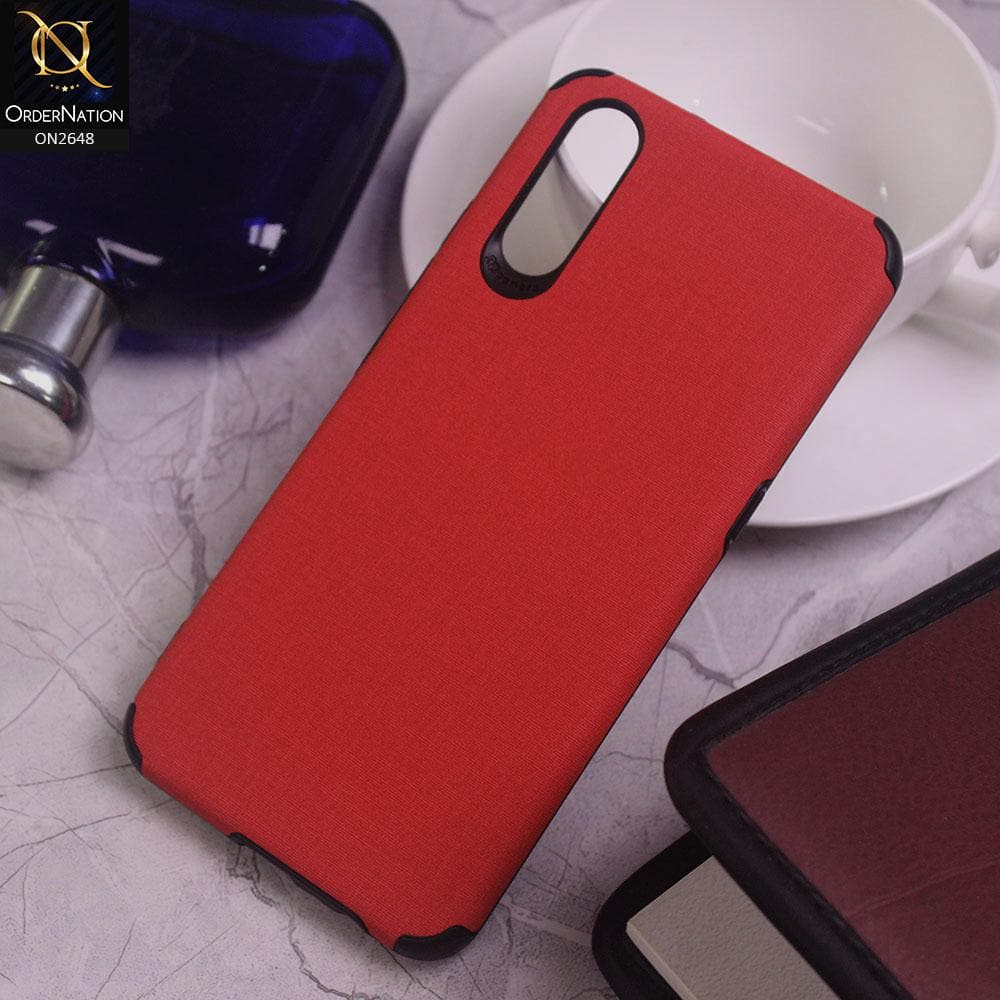 Vivo S1 Cover - Red - Jeans Texture 3D Camera Soft Tpu Case