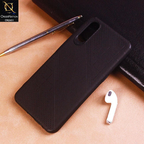 Vivo S1 Cover - Black - Soft Stylish Leather Look Curved Line Case