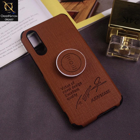 Vivo S1 Cover - Brown - New Stylish Febric Texture Case with Holder