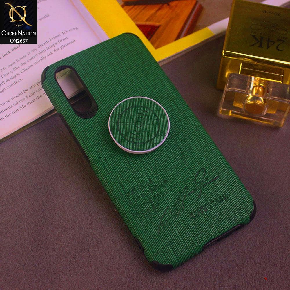 Vivo S1 Cover - Green - New Stylish Febric Texture Case with Holder