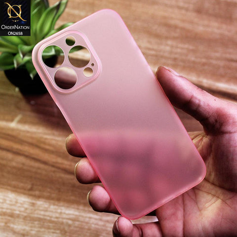 iPhone 13 Pro Max Cover - Pink - Ultra Thin Colored Semi-Transparent Paper Shell Case