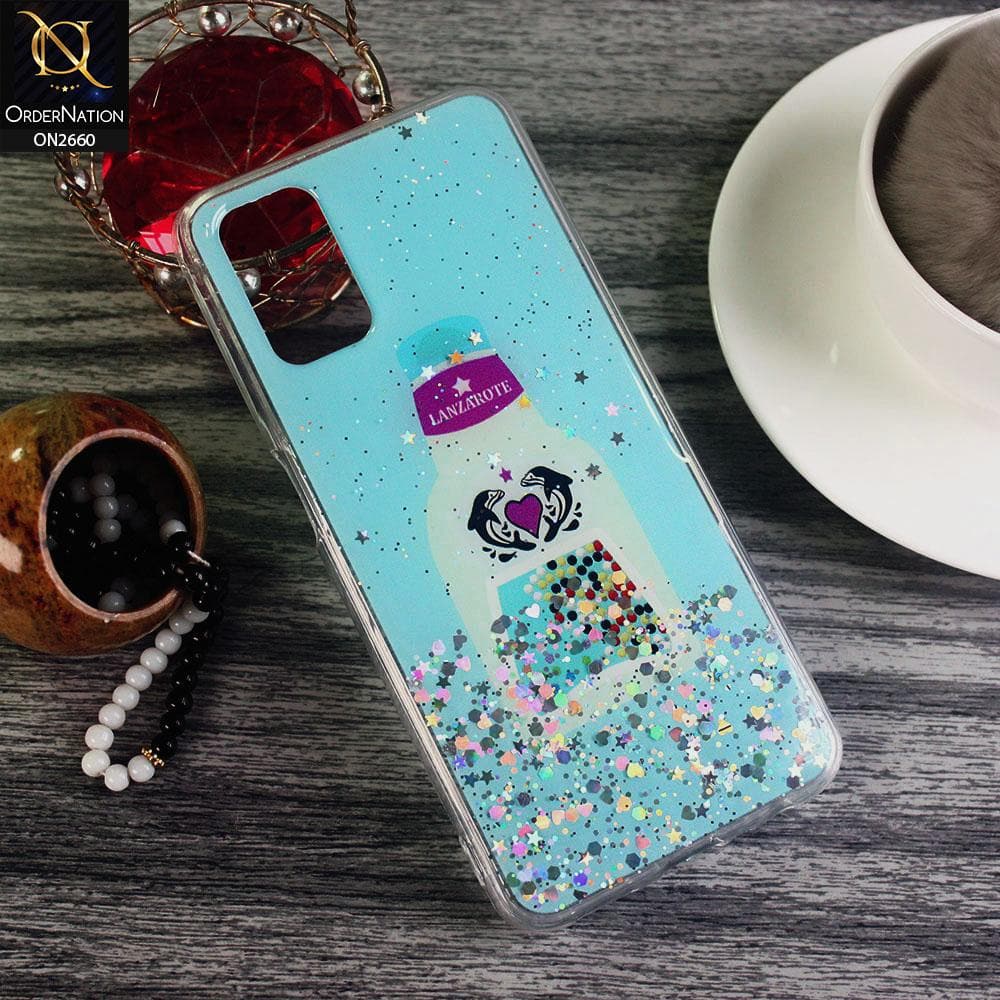 Oppo A72 - Cyan - Glamorous Look Glitter Shine Tpu Case - Glitter Does Not Move