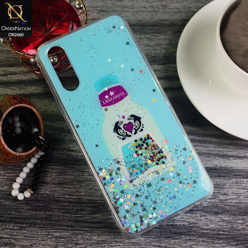 Vivo S1 - Cyan - Glamorous Look Glitter Shine Tpu Case - Glitter Does Not Move