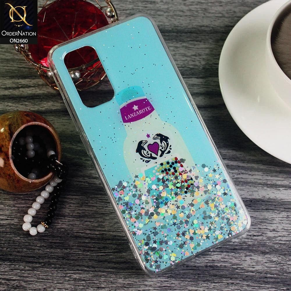 Vivo V19 - Cyan - Glamorous Look Glitter Shine Tpu Case - Glitter Does Not Move