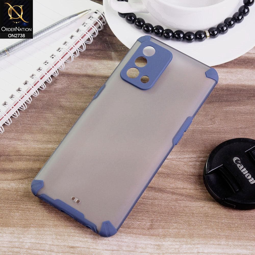 Oppo A74 Cover - Blue - New Semi Transparent Matte Anti-Drop Camera Protection Case