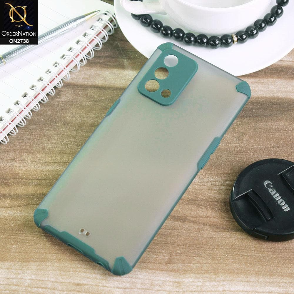 Oppo F19 Cover - Green - New Semi Transparent Matte Anti-Drop Camera Protection Case