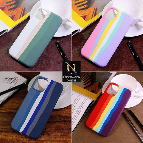 iPhone 14 Pro Max Cover - Design 2 - Rainbow Series Liquid Soft Silicon Case