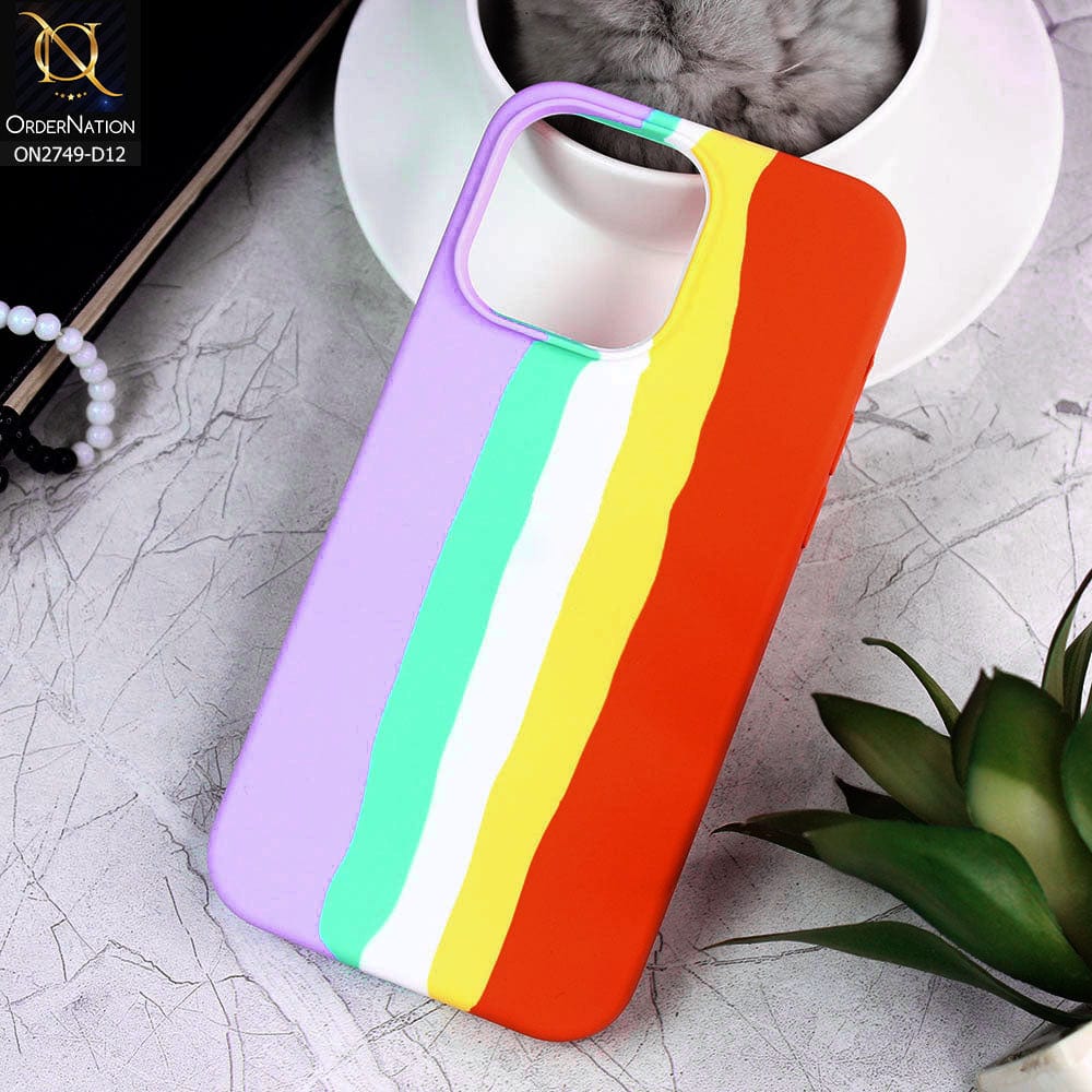 iPhone 14 Pro Max Cover - Design 12 - Rainbow Series Liquid Soft Silicon Case