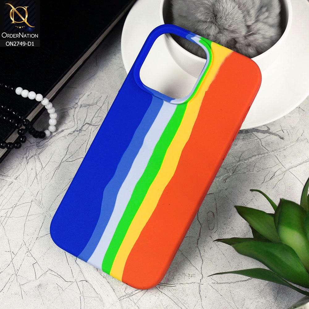 iPhone 14 Pro Max Cover - Design 1 - Rainbow Series Liquid Soft Silicon Case