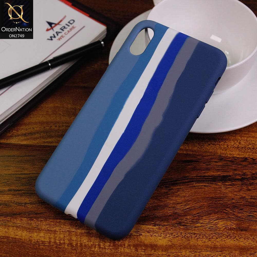 iPhone XS / X Cover - Blue - Rainbow Series Liquid Soft Silicon Case