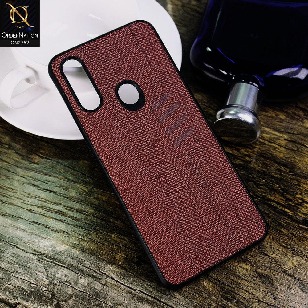 Oppo A8 Cover - Maroon - Soft New Fresh Look Jeans Texture Case