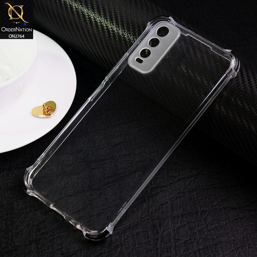 Vivo Y12s Cover - Black - Soft Anti Shock Colorfull Corner Back Clear Case