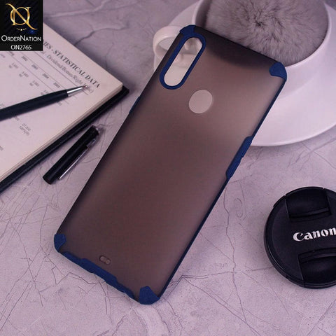 Oppo A8 Cover - Blue - New Semi Transparent Matte Anti-Drop Camera Protection Case