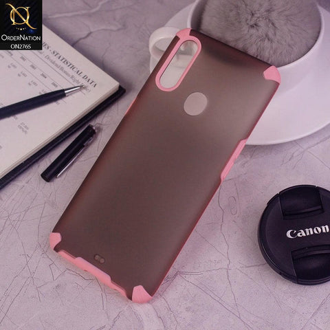 Oppo A8 Cover - Pink - New Semi Transparent Matte Anti-Drop Camera Protection Case