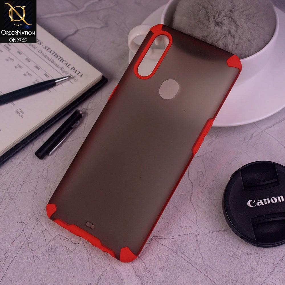 Oppo A31 Cover - Red - New Semi Transparent Matte Anti-Drop Camera Protection Case