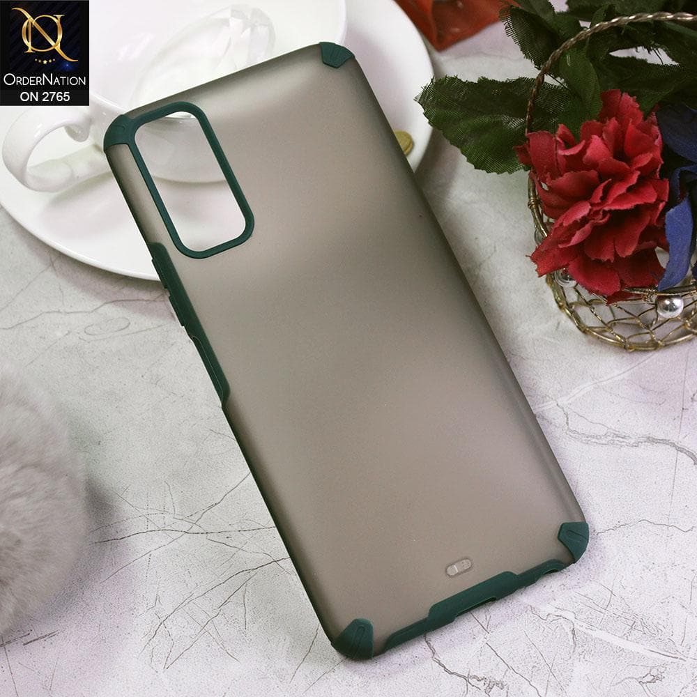 Vivo Y12s Cover - Green - New Semi Transparent Matte Anti-Drop Camera Protection Case