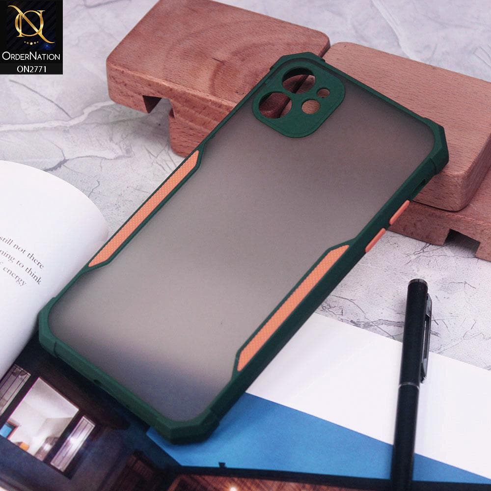 iPhone 11 Cover - Green - New Stylish Anti-Drop Grip Matte Semi Transparent With Camera Protection Case