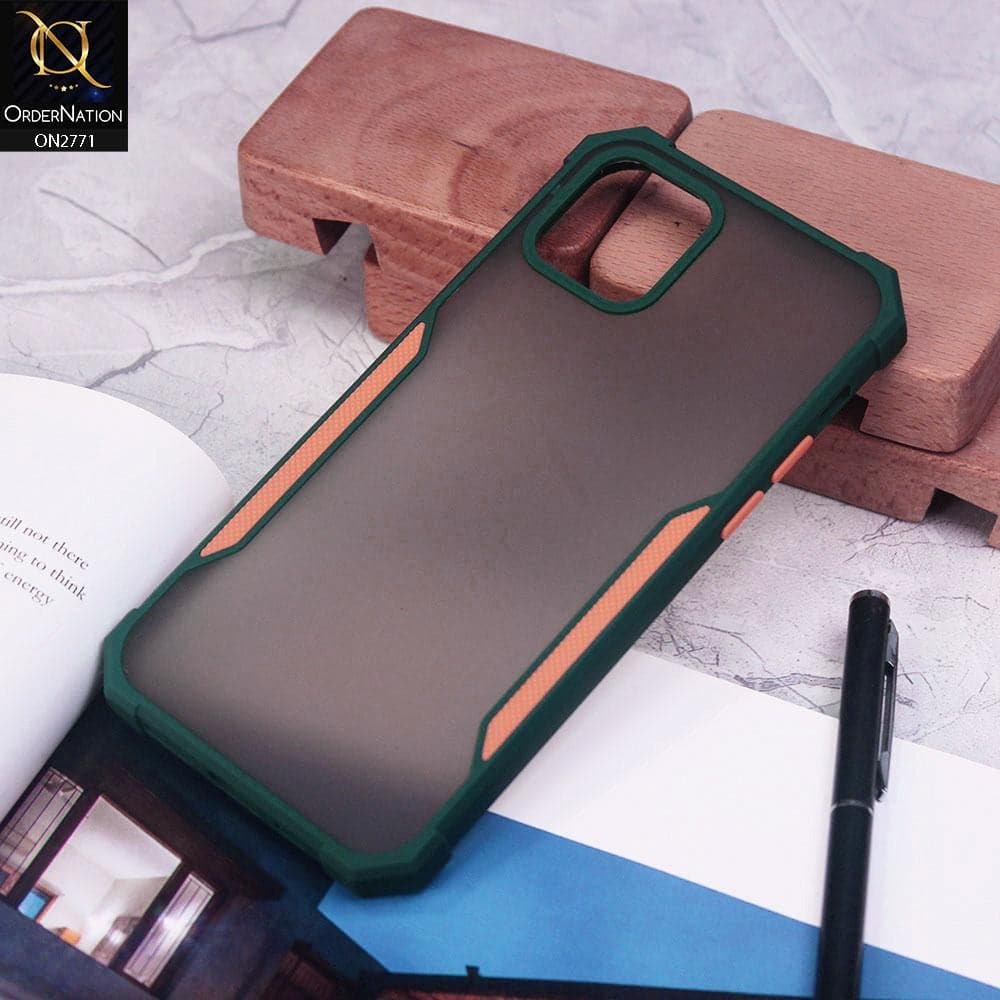 iPhone 12 Pro Cover - Green - New Stylish Anti-Drop Grip Matte Semi Transparent With Camera Protection Case