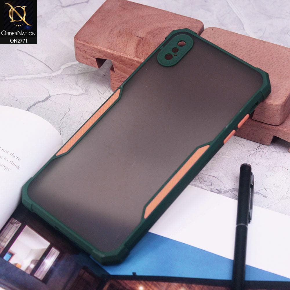 iPhone XS / X Cover - Green - New Stylish Anti-Drop Grip Matte Semi Transparent With Camera Protection Case