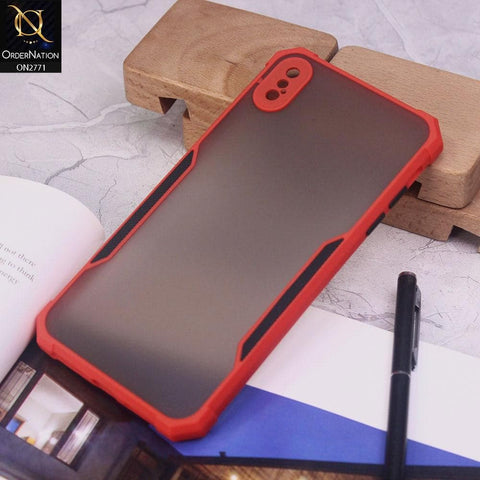 iPhone XS / X Cover - Red - New Stylish Anti-Drop Grip Matte Semi Transparent With Camera Protection Case