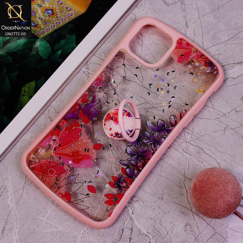 iPhone 11 Pro Cover -Design 5 - New Stylish Floral Glitter Soft Border Case with Ring Holder