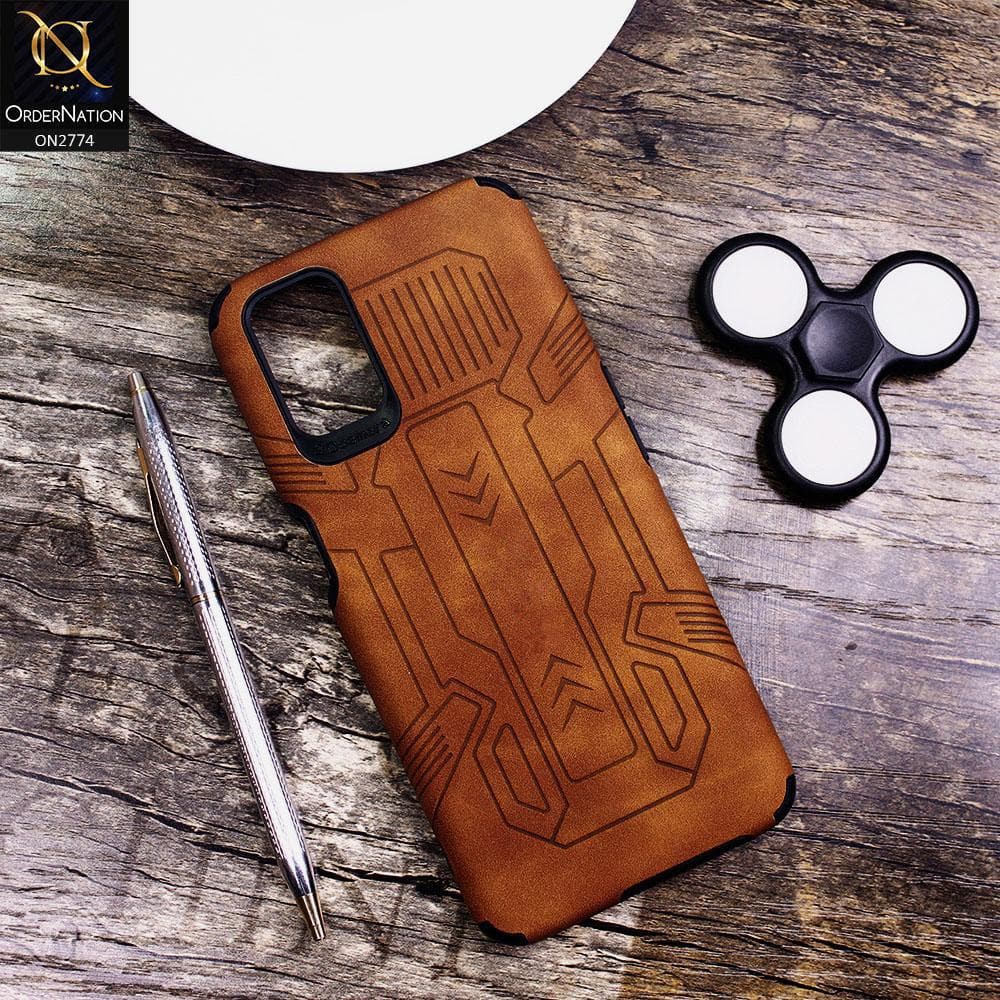 Oppo A72 Cover - Brown - Soft Synthetic Leather TPU 3D Camera Case