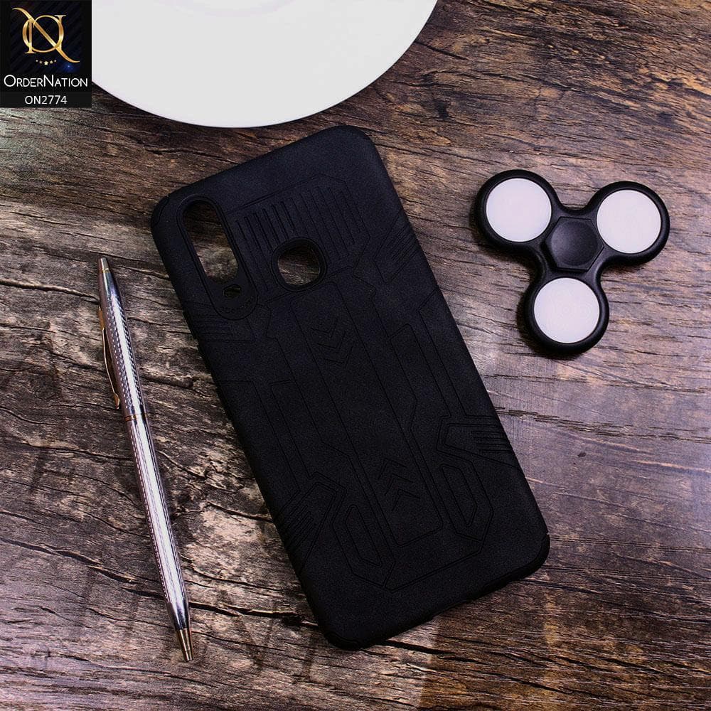 Vivo Y17 Cover - Black - Soft Synthetic Leather TPU 3D Camera Case