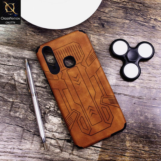 Vivo Y17 Cover - Brown - Soft Synthetic Leather TPU 3D Camera Case
