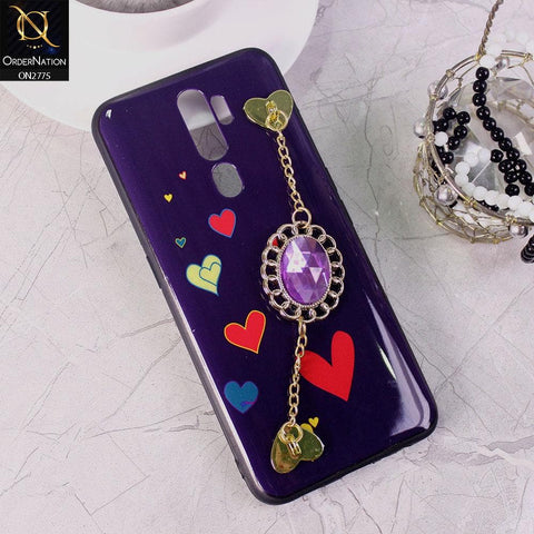 Oppo A9 2020 Cover - Design 3 - Cute Girlish Chain Stone Brogue Back Soft Case