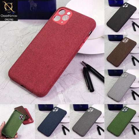 iPhone 11 Pro Cover - Dark Gray - Luxury Fabric Jeans Texture Camera Protection Case