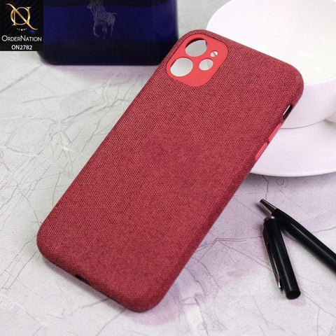 iPhone 11 Cover - Red - Luxury Fabric Jeans Texture Camera Protection Case