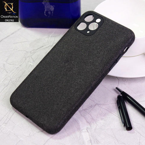 iPhone 11 Pro Cover - Black - Luxury Fabric Jeans Texture Camera Protection Case