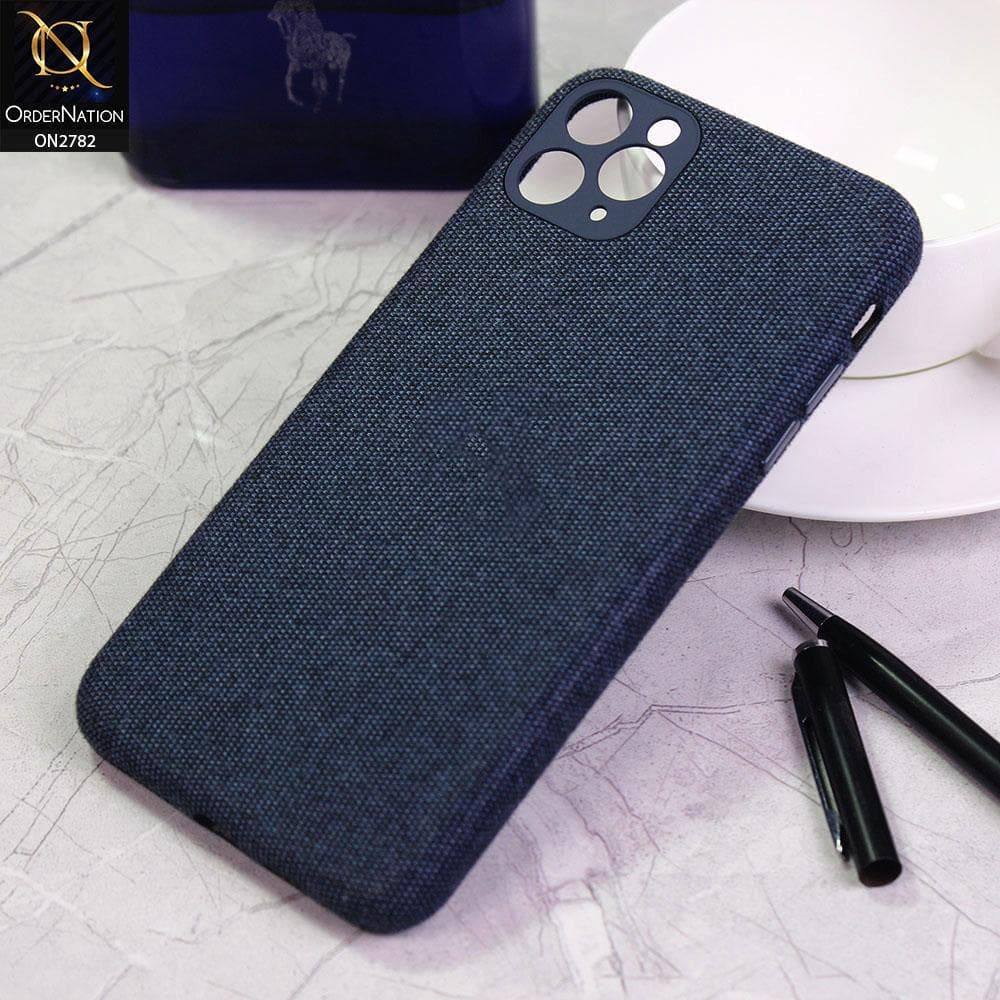 iPhone 11 Pro Max Cover - Blue - Luxury Fabric Jeans Texture Camera Protection Case