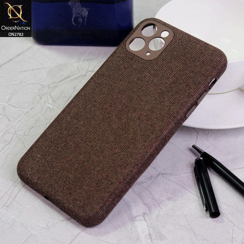 iPhone 11 Pro Max Cover - Brown - Luxury Fabric Jeans Texture Camera Protection Case